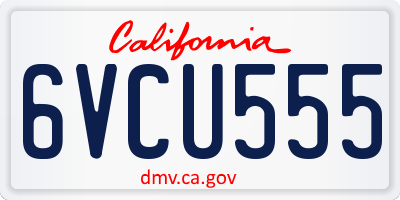 CA license plate 6VCU555
