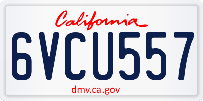 CA license plate 6VCU557