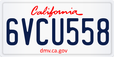 CA license plate 6VCU558