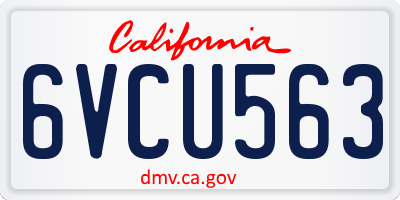 CA license plate 6VCU563