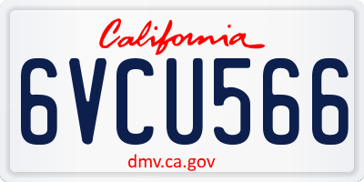 CA license plate 6VCU566