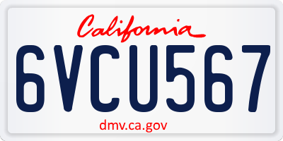 CA license plate 6VCU567