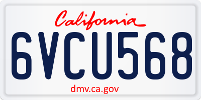 CA license plate 6VCU568