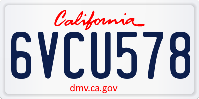 CA license plate 6VCU578