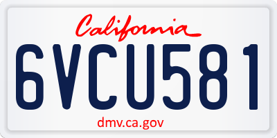 CA license plate 6VCU581
