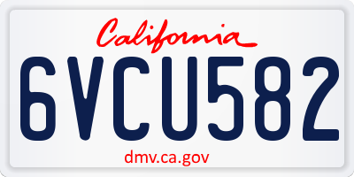 CA license plate 6VCU582