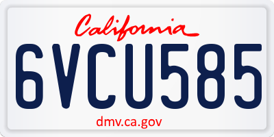 CA license plate 6VCU585