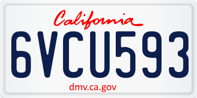 CA license plate 6VCU593