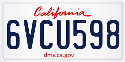 CA license plate 6VCU598