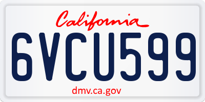 CA license plate 6VCU599