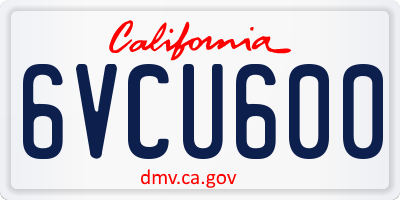 CA license plate 6VCU600