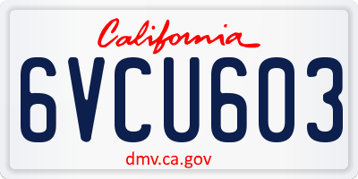 CA license plate 6VCU603