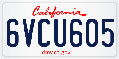 CA license plate 6VCU605