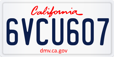 CA license plate 6VCU607