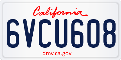 CA license plate 6VCU608