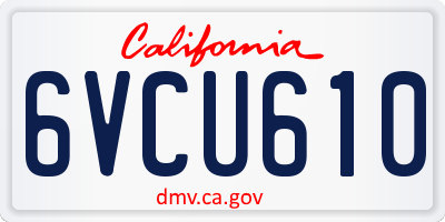 CA license plate 6VCU610
