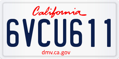CA license plate 6VCU611