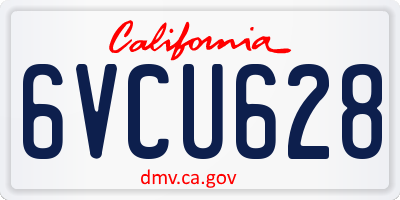 CA license plate 6VCU628