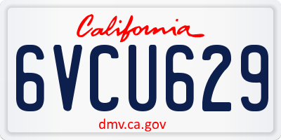 CA license plate 6VCU629