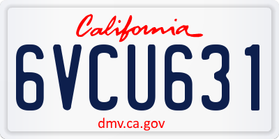 CA license plate 6VCU631
