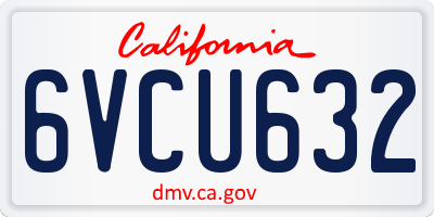 CA license plate 6VCU632