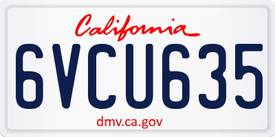 CA license plate 6VCU635