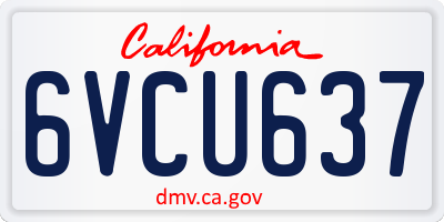 CA license plate 6VCU637