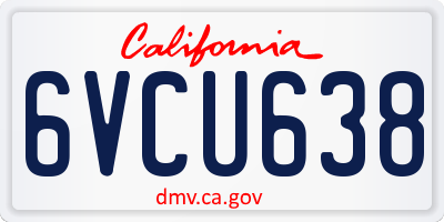 CA license plate 6VCU638