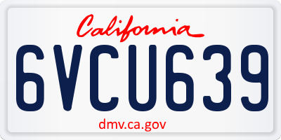 CA license plate 6VCU639
