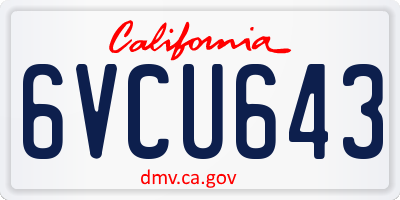 CA license plate 6VCU643