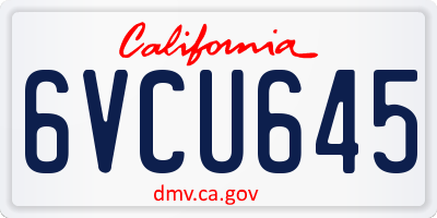 CA license plate 6VCU645