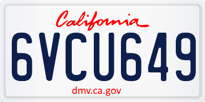 CA license plate 6VCU649