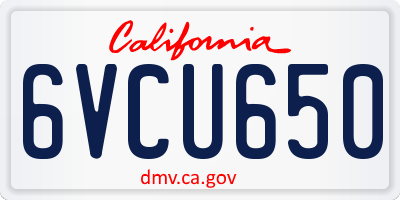 CA license plate 6VCU650