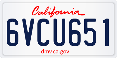 CA license plate 6VCU651