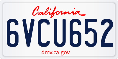 CA license plate 6VCU652