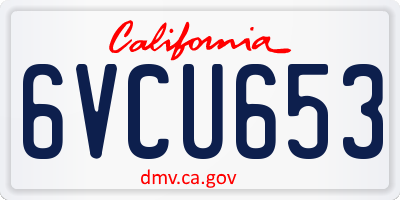 CA license plate 6VCU653