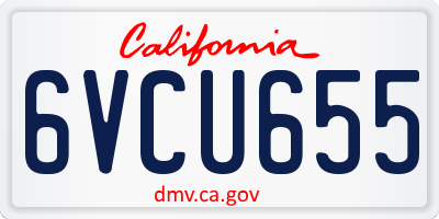 CA license plate 6VCU655