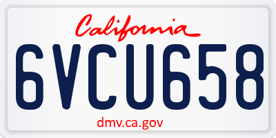 CA license plate 6VCU658