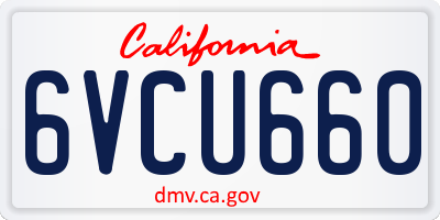 CA license plate 6VCU660