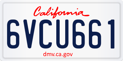 CA license plate 6VCU661