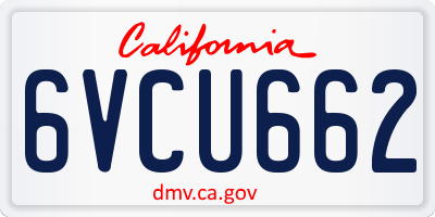 CA license plate 6VCU662