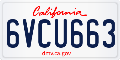 CA license plate 6VCU663