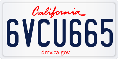CA license plate 6VCU665