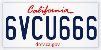 CA license plate 6VCU666