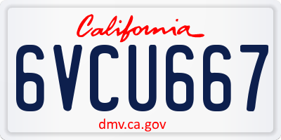 CA license plate 6VCU667