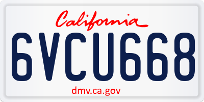 CA license plate 6VCU668