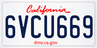 CA license plate 6VCU669