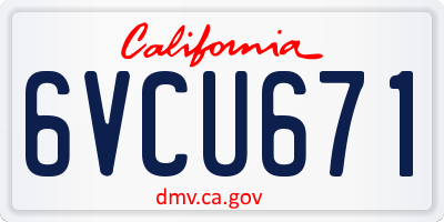 CA license plate 6VCU671