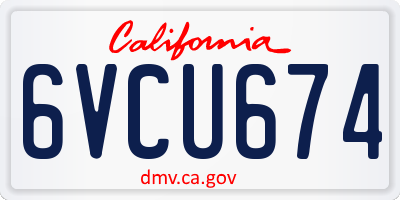 CA license plate 6VCU674