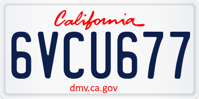 CA license plate 6VCU677